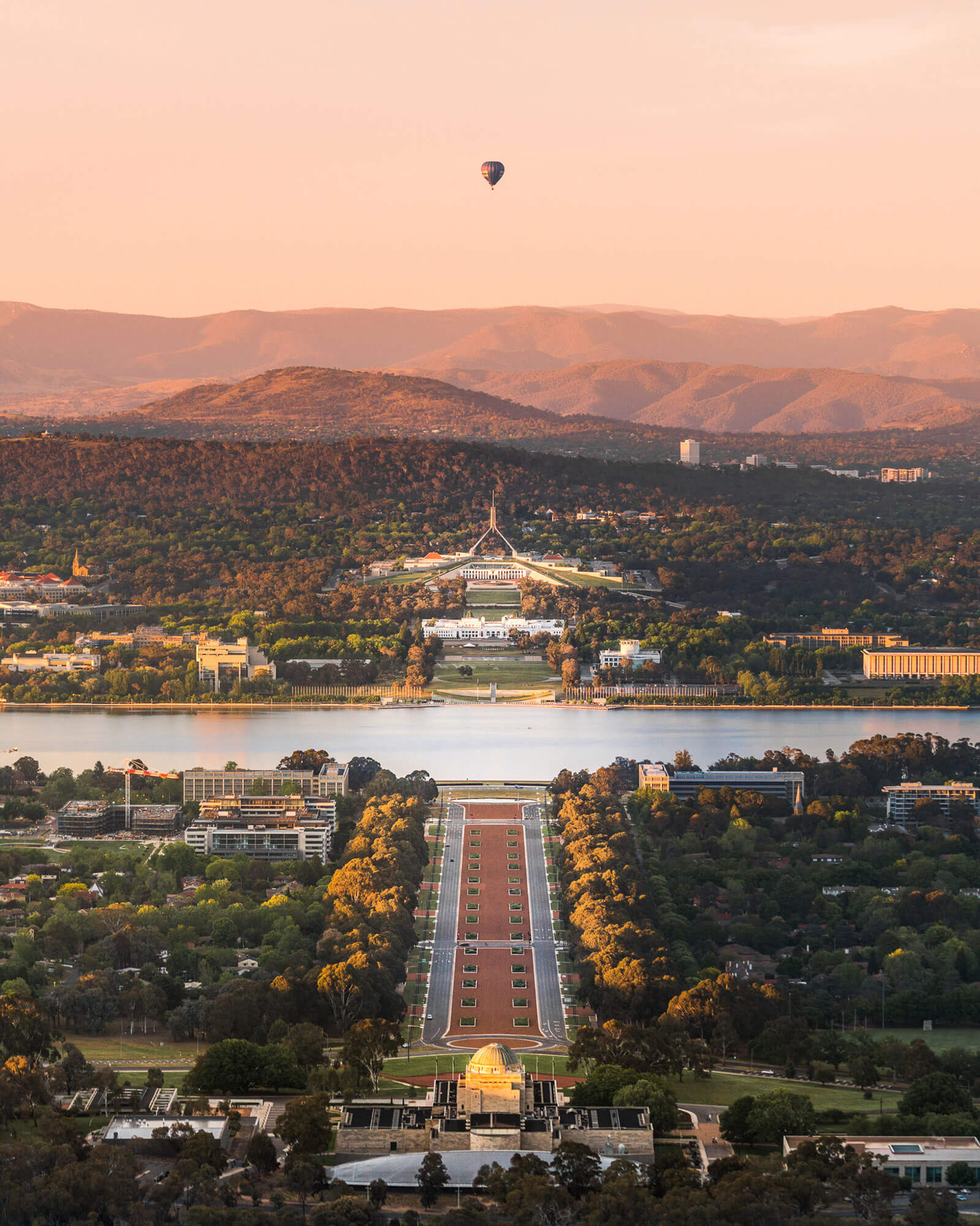 Hot air balloon  over Canberra